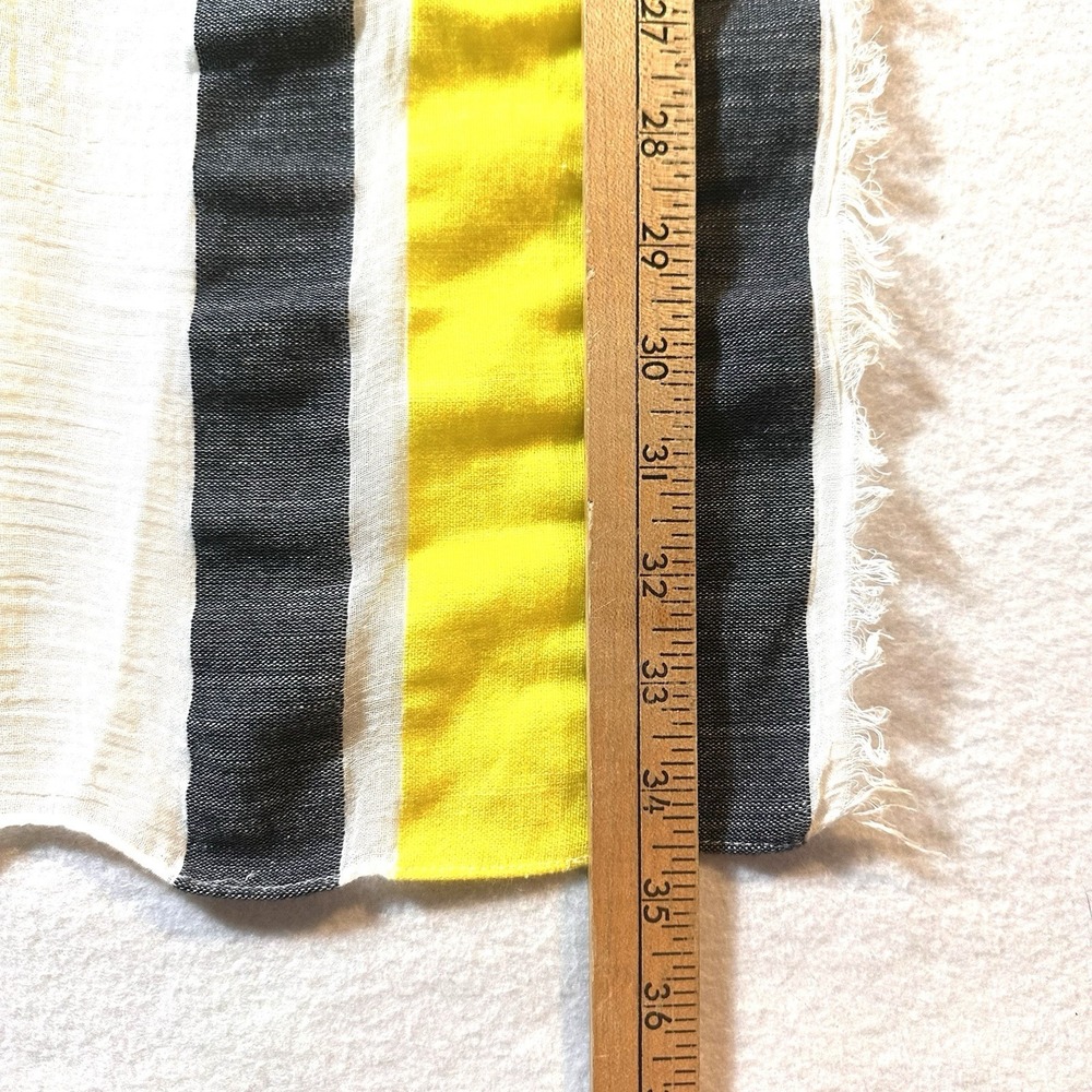 Banana Republic 71" X 35" Yellow Gray Stripe Scarf‎ Tassel Fringe Linen Feel - Picture 5 of 6